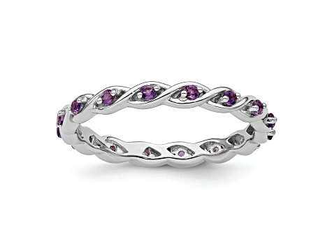 Sterling Silver Stackable Expressions Amethyst Ring 0.31ctw