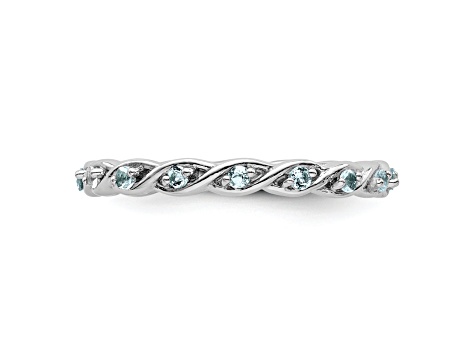 Sterling Silver Stackable Expressions Oval Aquamarine Ring ユニ