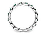 Sterling Silver Stackable Expressions Lab Created Emerald Ring 0.22ctw