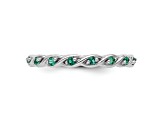 Sterling Silver Stackable Expressions Lab Created Emerald Ring 0.22ctw