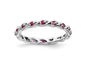 Sterling Silver Stackable Expressions Lab Created Ruby Ring 0.34ctw