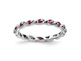 Sterling Silver Stackable Expressions Lab Created Ruby Ring 0.34ctw