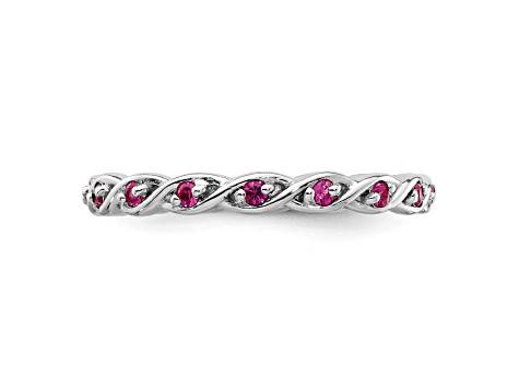 Sterling Silver Stackable Expressions Lab Created Ruby Ring 0.34ctw