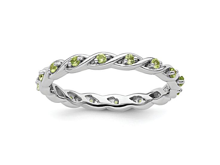 Sterling Silver Stackable Expressions Peridot Ring 0.25ctw