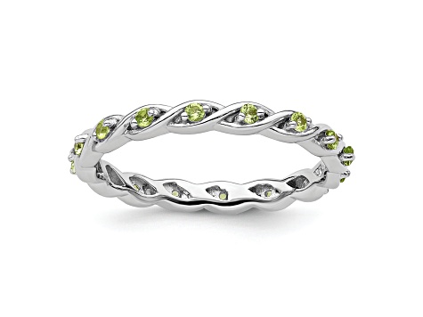 Sterling Silver Stackable Expressions Peridot Ring 0.25ctw