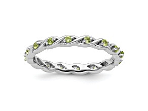 Sterling Silver Stackable Expressions Peridot Ring 0.25ctw