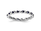 Sterling Silver Stackable Expressions Lab Created Sapphire Ring 0.33ctw