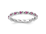 Sterling Silver Stackable Expressions Lab Created Pink Sapphire Ring 0.34ctw