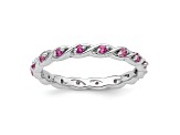 Sterling Silver Stackable Expressions Lab Created Pink Sapphire Ring 0.34ctw