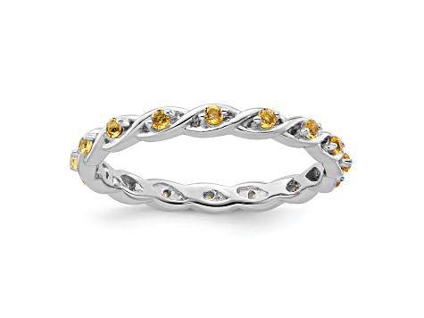 Sterling Silver Stackable Expressions Citrine Ring 0.24ctw