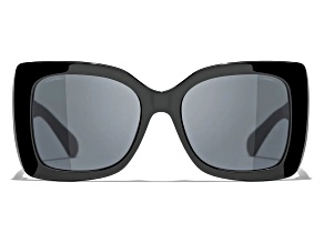 Chanel Black Frame with Large "CC Black Logo / Gray Lens Sunglasses