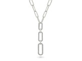 White Diamond Rhodium Over Sterling Silver Paperclip  Y Necklace 0.20ctw