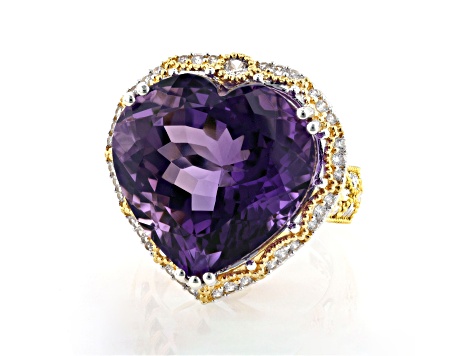 Purple Amethyst and White Zircon Rhodium & 24K Gold Over