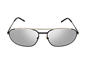 Saint Laurent Black Oval Frame / Silver Lenses Sunglasses