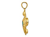 14K Yellow Gold Polished Created Blue Opal Turtle Pendant