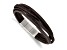 Brown Faux Leather and Stainless Steel Polished Brown Multi Strand with 0.5-inch Extension Bracelet