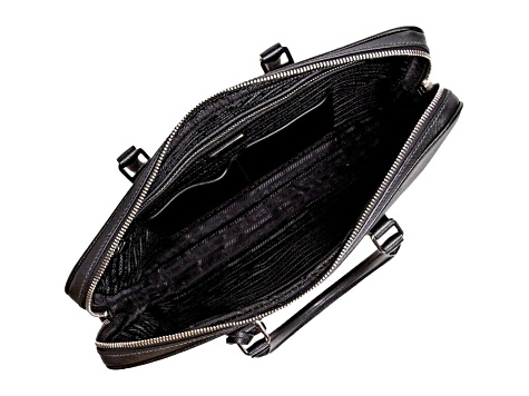 Prada Black Leather Top Zipper Briefcase - 13SXMA | JTV