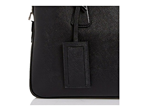 Prada Black Leather Top Zipper Briefcase - 13SXMA | JTV