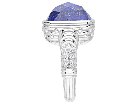 Judith Ripka Blue Lapis and 0.85ctw Bella Luce® Rhodium Over Sterling Silver Statement Ring