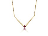 Red Cubic Zirconia, 14k Gold Plated over Sterling Silver Chevron Layering Necklace