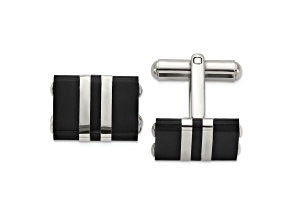 Stainless Steel Brushed and Polished Black IP-plated Cuff Links