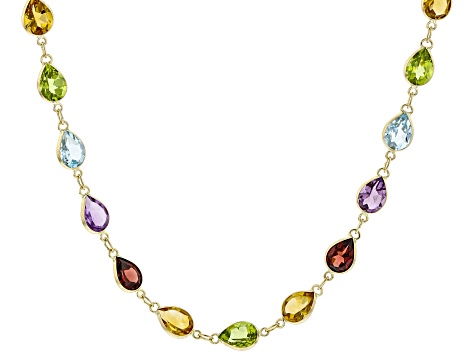 Multi-Gem 14k Yellow Gold 18" Necklace 26.10ctw