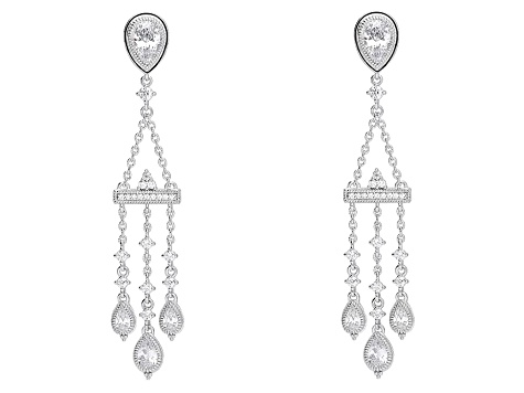 Judith Ripka 7.00ctw Bella Luce® Diamond Simulant Rhodium Over Sterling Silver Chandelier Earrings