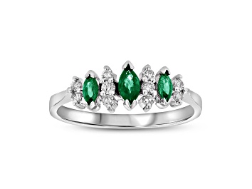 Picture of 0.37ctw Emerald and Diamond Ring in 14k White Gold