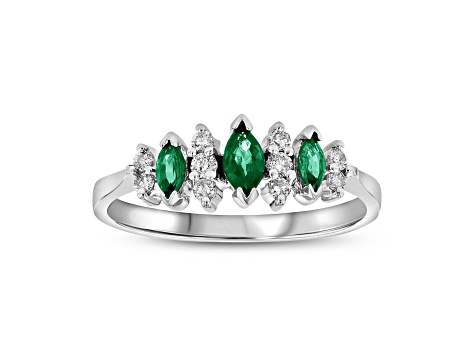 0.37ctw Emerald and Diamond Ring in 14k White Gold