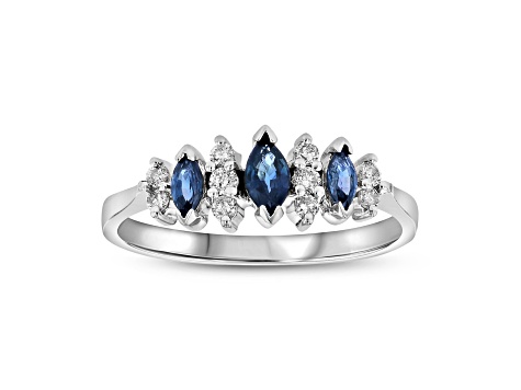 0.55ctw Marquise Sapphire and Diamond Ring in 14k White Gold