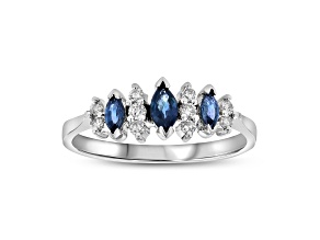 0.55ctw Diamond and Marquise Sapphire Ring in 14k Gold