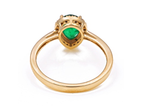 1.12 Ctw Emerald With 0.10 Ctw White Diamond Ring in 14K YG