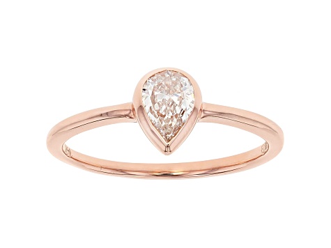 White Lab-Grown Diamond 14k Rose Gold Solitaire Ring 0.50ctw