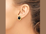 14k Yellow Gold 17mm Non-Pierced Onyx Stud Earrings