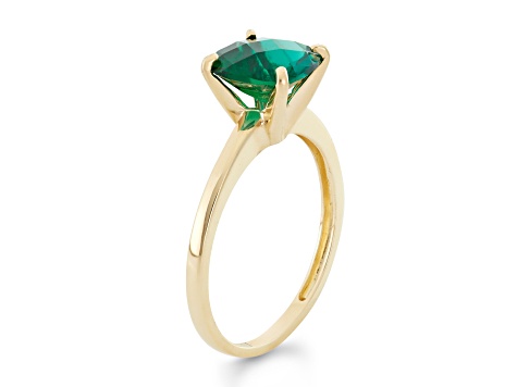 Square Cushion Lab Created Emerald 10K Yellow Gold Ring 1.50ctw