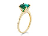 Square Cushion Lab Created Emerald 10K Yellow Gold Ring 1.50ctw