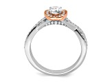 14K Two-tone White and Rose Gold Polish Round Diamond Engagement Ring 0.59ctw