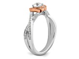 14K Two-tone White and Rose Gold Polish Round Diamond Engagement Ring 0.59ctw