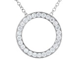 White Lab-Grown Diamond, Rhodium Over Sterling Silver Circle Pendant 1.00ctw
