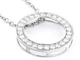 White Lab-Grown Diamond, Rhodium Over Sterling Silver Circle Pendant 1.00ctw