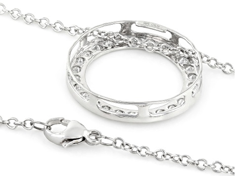 White Lab-Grown Diamond, Rhodium Over Sterling Silver Circle Pendant 1.00ctw