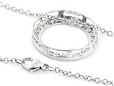 White Lab-Grown Diamond, Rhodium Over Sterling Silver Circle Pendant 1.00ctw
