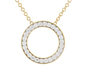 White Lab-Grown Diamond, 14K Yellow Gold Over Sterling Silver Circle Pendant 1.00ctw