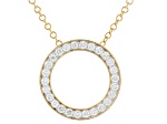 White Lab-Grown Diamond, 14K Yellow Gold Over Sterling Silver Circle Pendant 1.00ctw