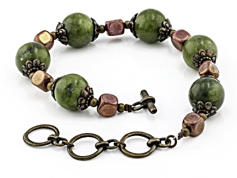 Beaded Connemara Marble Antiqued Tone Bracelet