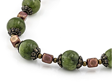 Beaded Connemara Marble Antiqued Tone Bracelet