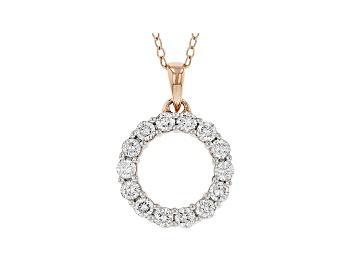 Picture of White Lab-Grown Diamond 14kt Rose Gold Open Circle Pendant With Cable Chain 0.75ctw