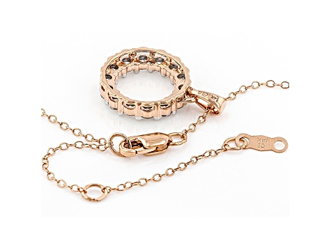 White Lab-Grown Diamond 14kt Rose Gold Open Circle Pendant With Cable Chain 0.75ctw