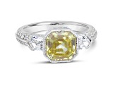 Judith Ripka 2.78ct Canary and 1.67ctw White Bella Luce Rhodium Over Sterling Silver Ring