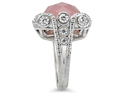 Judith Ripka 10.5ct Pink Chalcedony And 2.36ctw Bella Luce Rhodium Over Sterling Ring